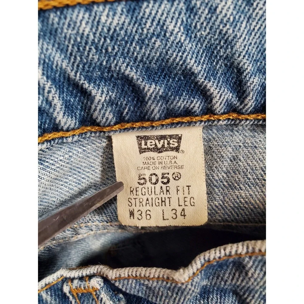 Vintage Levi's 505 Mens Regular Fit Jeans 36x34 Fits 34x33 USA 100% Cotton 90s